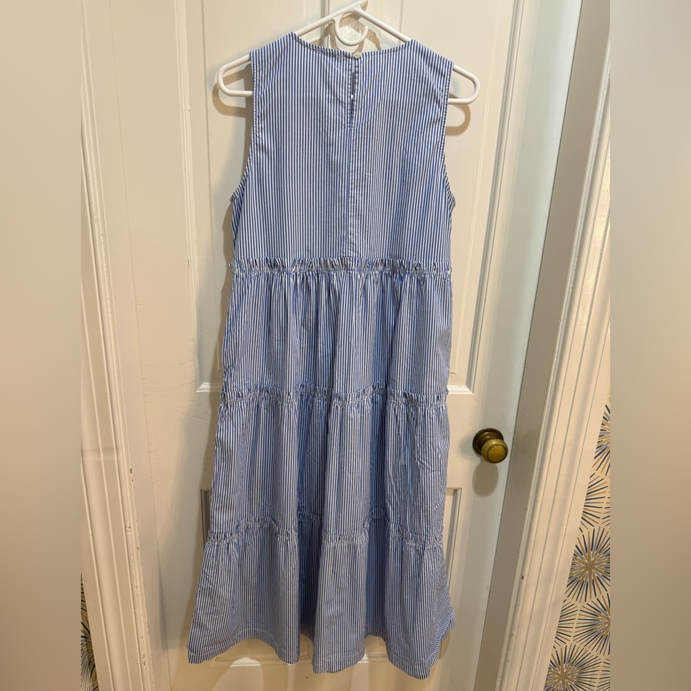 J.Crew Factory Blue Striped Sleeveless Dress - Picture 3 of 6